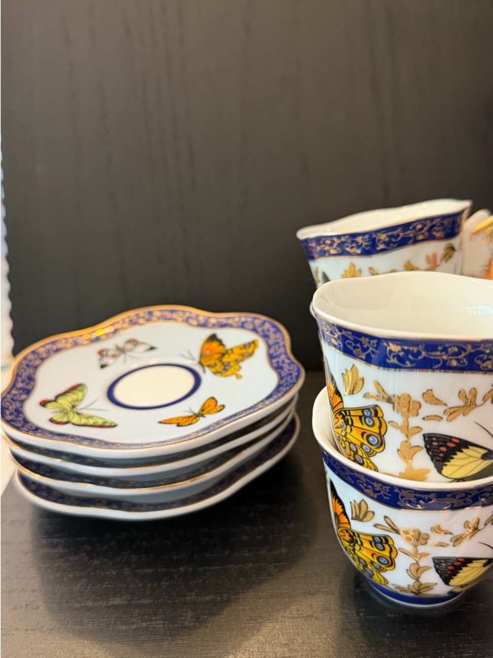 Formalities by Baum and Bros set of 4 expressions/demitassie butterfly